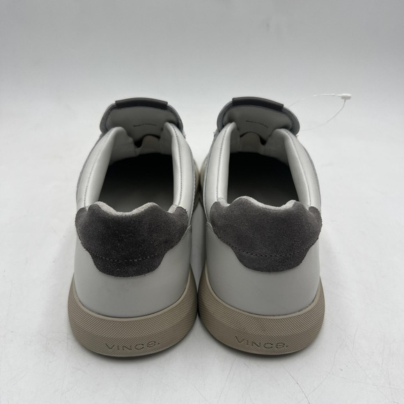 Vince Mercer Shoes Mens 7.5 White Gray Leather Low Top Casual Sneakers Classic - Picture 6 of 10